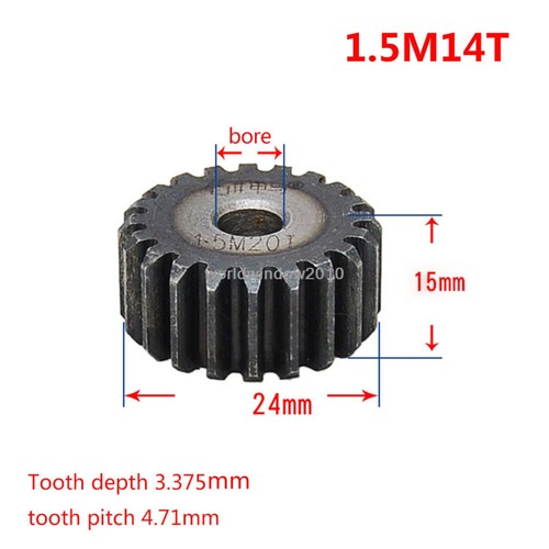 45# Ingranaggio a Spurone Acciaio 1.5M12T-60T Metal Mod 1.5 Pignone Ingranaggio 12-60 Denti Moter Gear - Foto 8 di 61