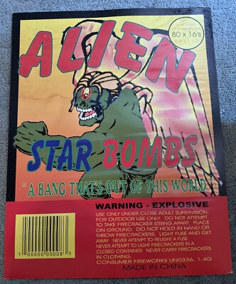 Alien Star Bombs FIREWORKS PROMO POSTER 4th of July Firecracker Mad Hornet
