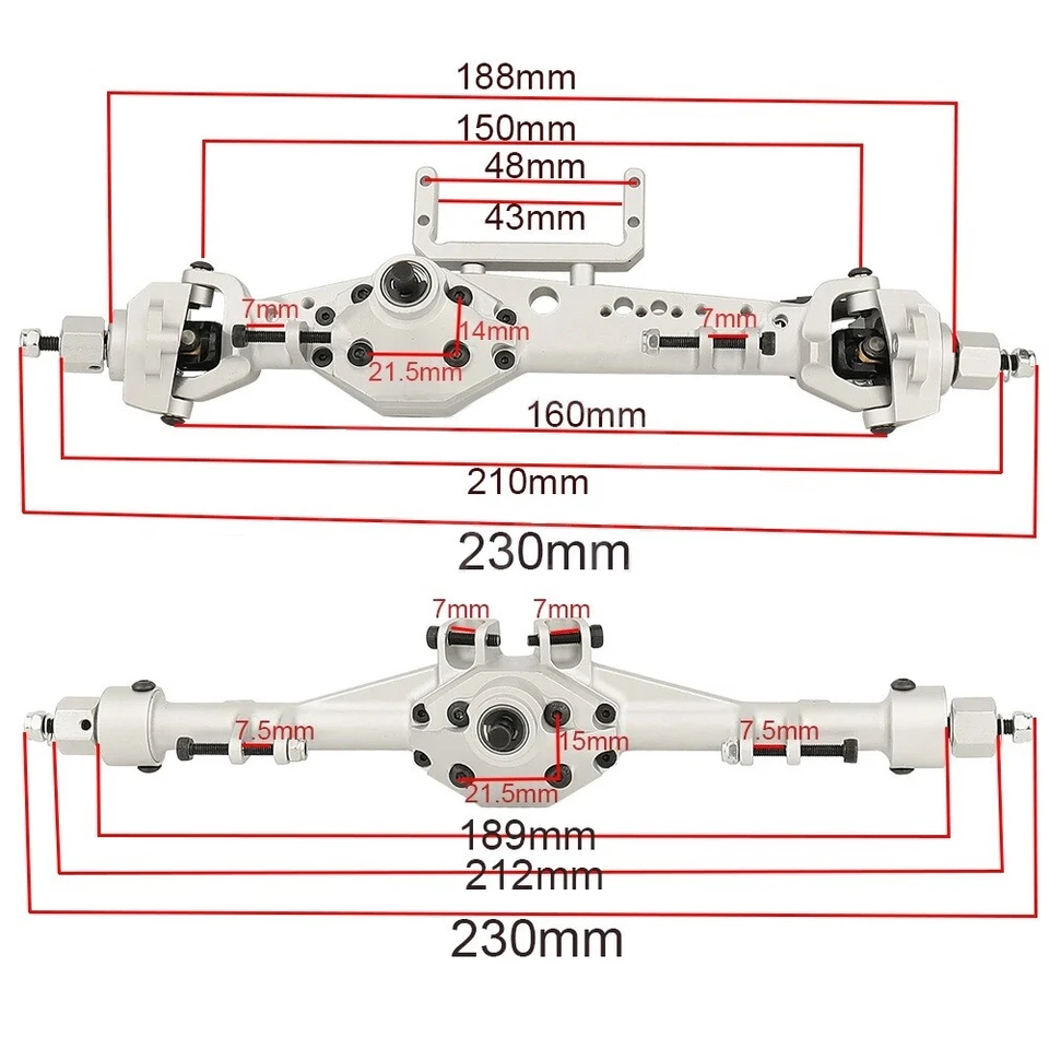 Upgrade Alloy CNC Straight AR45 Front Rear Axle for 1/10 Crawler Axial SCX10 III - Image 2 of 4