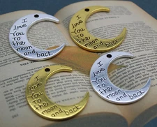 Lot 2/10X I love you to the moon and back Charms Pendants for Jewelry Making DIY