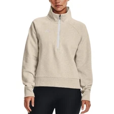 Under Armour Women's Rival Fleece Half Zip, Oatmeal Heather size Medium