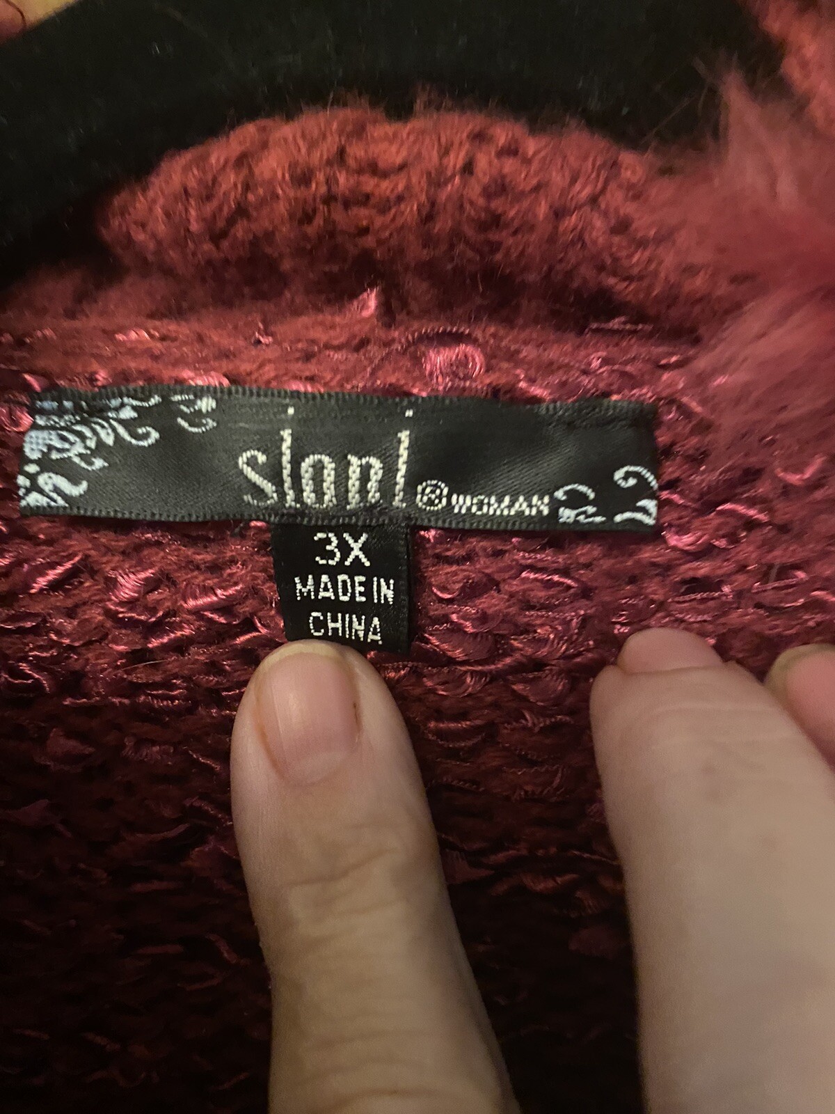 Slonl Women's Cardigan Sweater ~ Red Jacket Duster Ruffle Faux Fur 3X | eBay