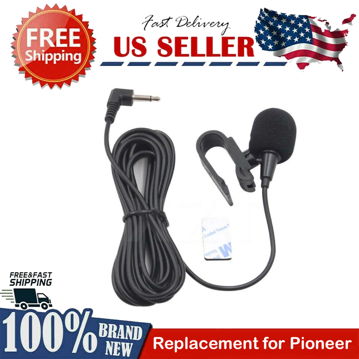 Microphone for Pioneer DMH-WT3800NEX Car Radio Handsfree Replacement-image