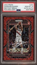 2022 Panini Prizm #250 Shaedon Sharpe Red Fast Break RC Auto /100 Psa GEM MT 10