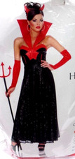 HOLLYWOOD DEVIL LADIES HALLOWEEN COSTUME, DRESS HORNS GLOVES SIZE S, MSRP 39.99