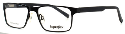 SUPERFLEX SF-504 C3 Black Mens Rectangle Full Rim Eyeglasses 51-16-140 B:33