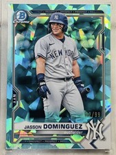 2021 BOWMAN CHROME SAPPHIRE JASSON DOMINGUEZ  AQUA IMAGE VARIATION #/99 👽
