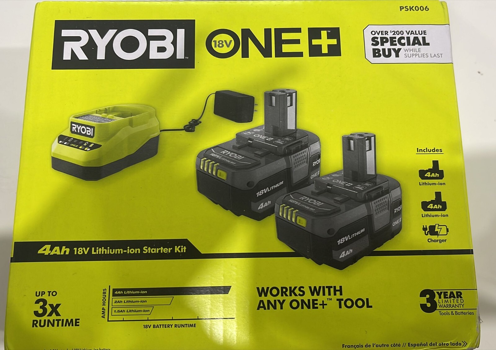 Ryobi ONE+ 18V Battery and Charger Kit PSK006 (a14) eBay