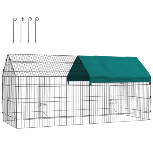 PawHut 87" Small Animal Playpen,Pet Playpen Yard Fence for Rabbits,Chicken,Chin