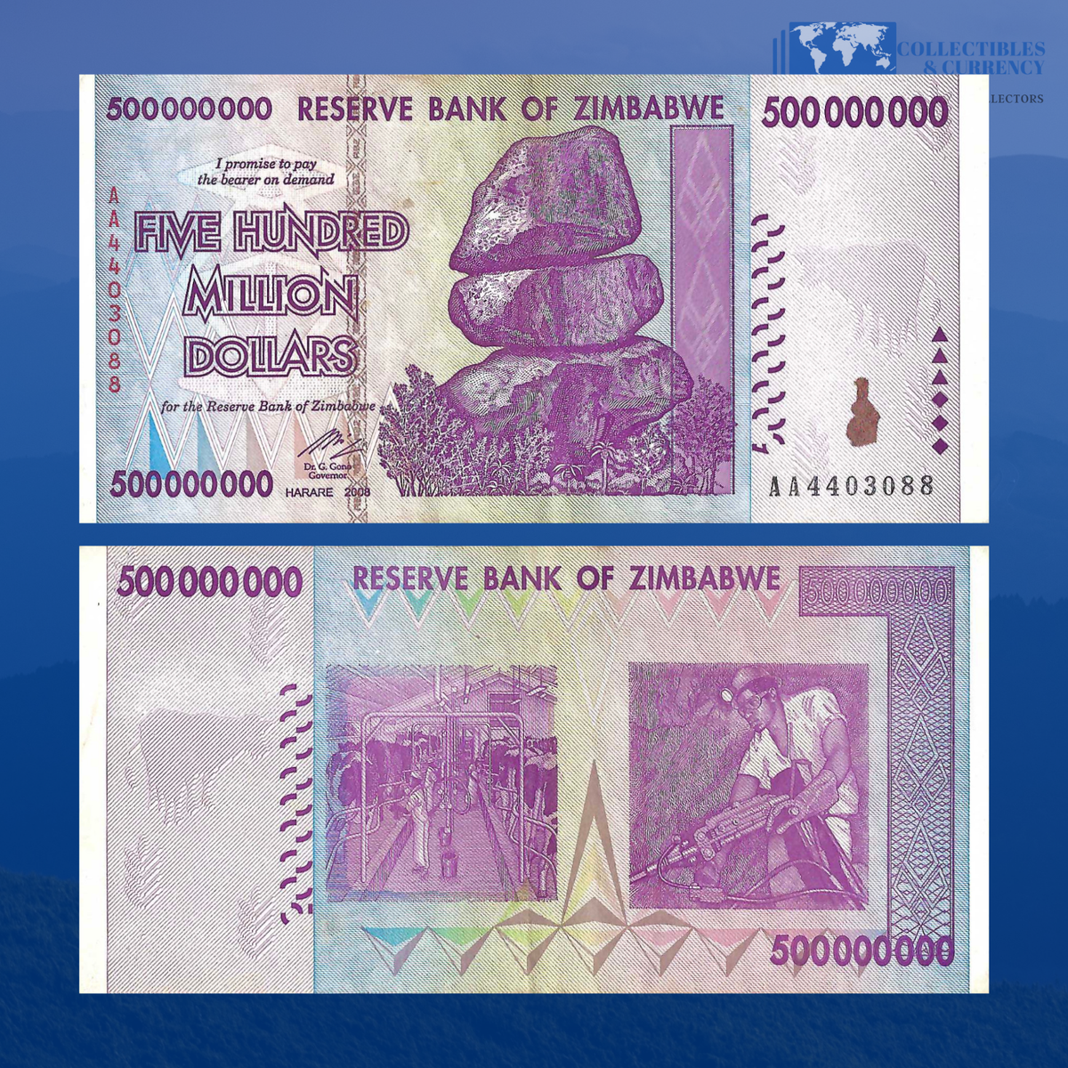 COA Verified Banknotes 10 X 50,000 Dong Vietnam + 10 X 500 Million Dollars  Zimbabwe 2008 Banknotes - COA Included Zimbabwe Dollar Notes