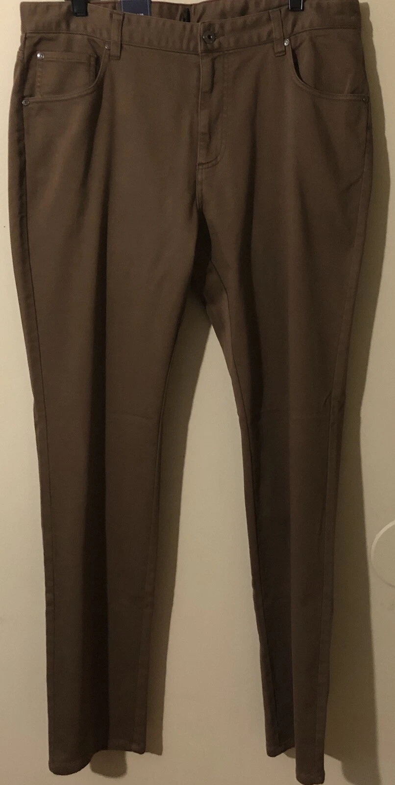 Johnnie-O Men’s Terry 5 Pocket Pants Brown Khaki Stretch Sz 35x34 NWT