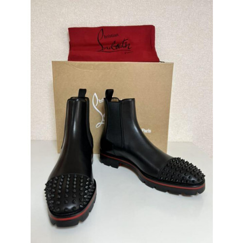 Christian Louboutin MELON SPIKES FLAT CALF/GG BLACK/BLACK MAT Size 