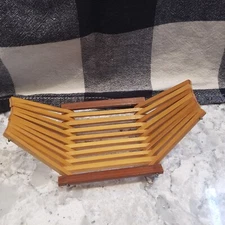 Vintage Japanese Bamboo OSHIBORI TRAY Sushi Meal Hand Towel Holder Boat