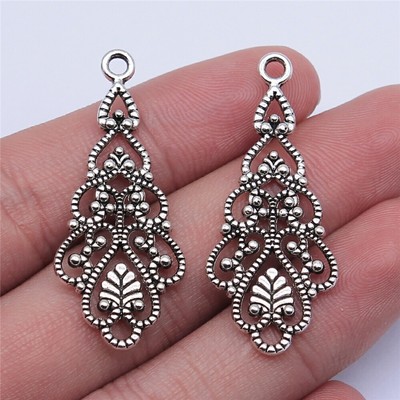 Multicolor 100 Pcs Tibet Silver Earring Charms Pendant 42X14MM B15243