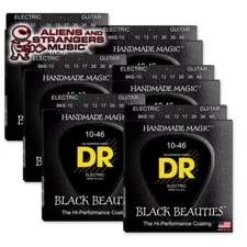 6 Sets! DR Strings BKE-10 Black Beauties Coated Electric Medium 10-46