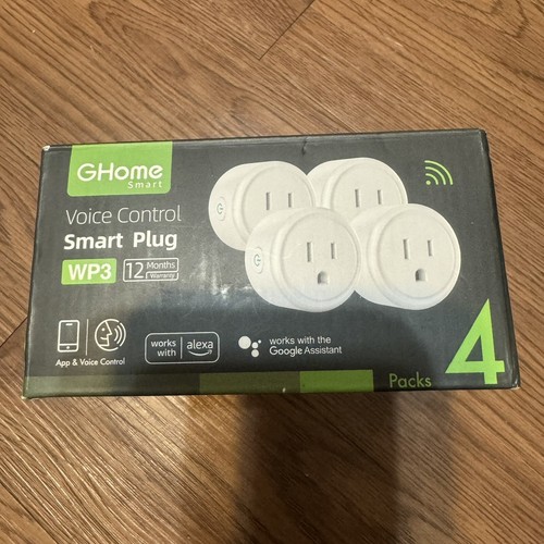 GHome Smart Voice Control Smart Plug WP3, Pack of 4 Work With Alexa, Google Asi