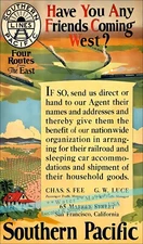 Southern Pacific Railroad 1923 Friends Vintage Poster Print Retro Style Wall Art