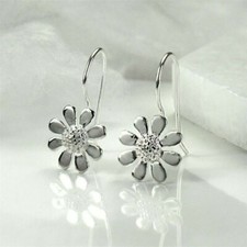 Pretty New Silver Plated Daisy Sunflower Flower Hook Dangle Drop Earrings II
