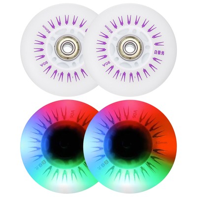 Multicolor Light Up Inline Skate Wheels 80mm,4Pcs for Scooter Replacement