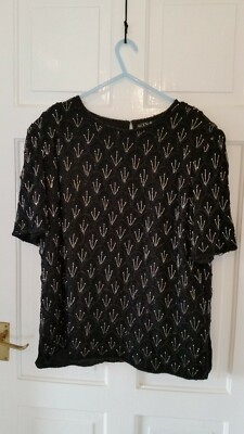 la diva 2000 ladies womens top black with shoulder pads 100% L/XL