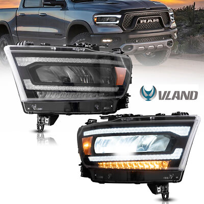 FULL LED Reflector Headlights For 2019 2020 2021 Dodge RAM 1500 w/Sequential 2X