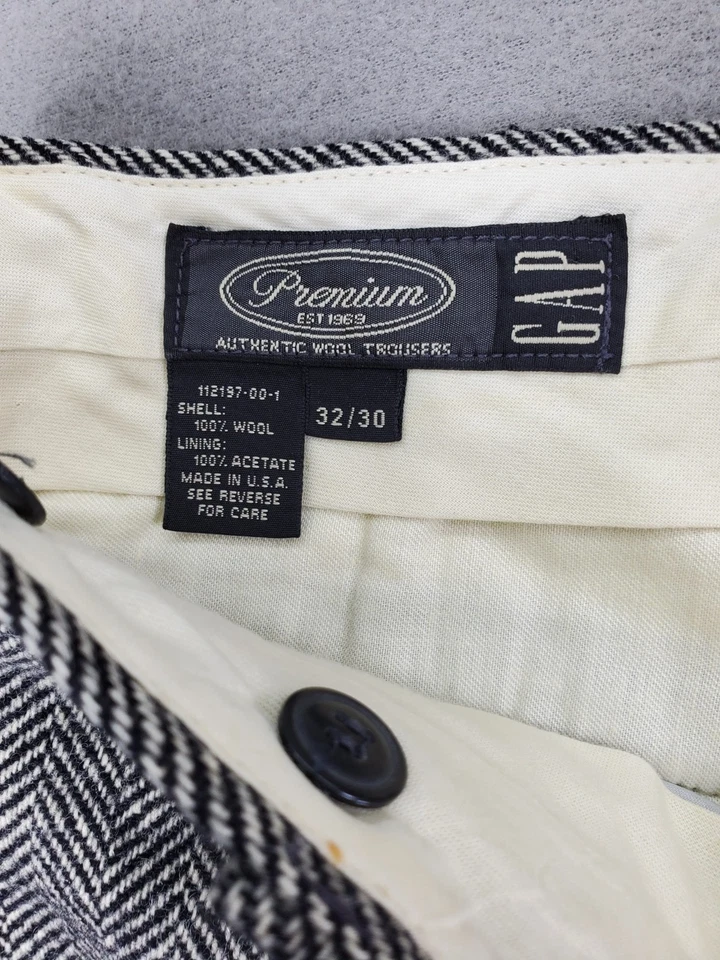 Vintage Gap Pants Mens 32x26 Gray 100% Wool Dress Trousers Suspender Buttons USA - Image 2 of 4
