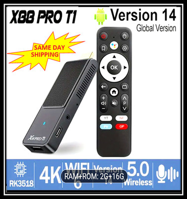X88Pro T1 Android 14 4K TV Stick Wi-Fi 6 BT5.0 RK3518 2GB+16GB Voice Remote