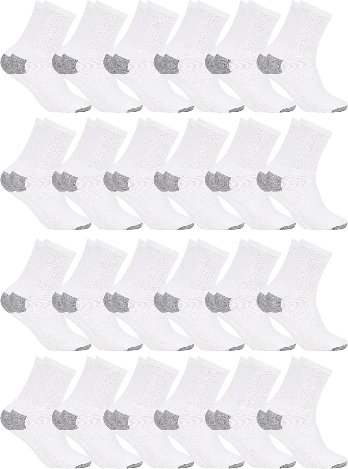24 Pack Unisex Lightweight Cotton Crew Socks Bulk, Homeless Donation Cheap