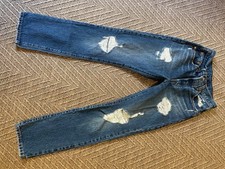 Levi's 501 Straight Distressed Jeans Denim High Rise 24x30