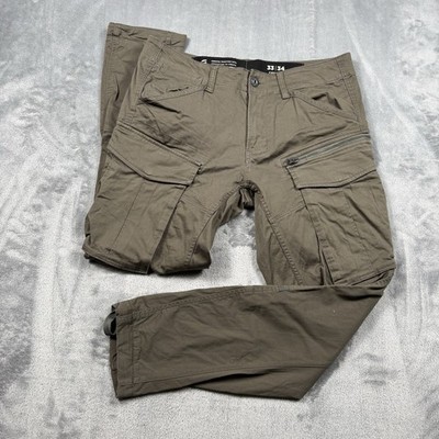G-Star RAW Rovic Zip 3D Straight Tapered Cargo Pants Size 34x30 Green Mens Logo