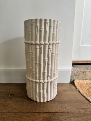 Vintage weiß Keramik Faux Bambus Schirm Stock Ständer Mid Century