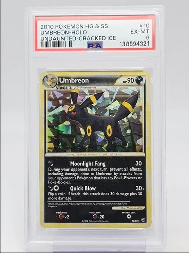 UMBREON 2010 POKEMON HG & SS UNDAUNTED CRACKED ICE RARE 10/90 PSA 6 Q1518