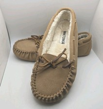 Minnetonka Moccasins Womens Cally Cinnamon Size 8 Suede Slipper Faux Fur Lining
