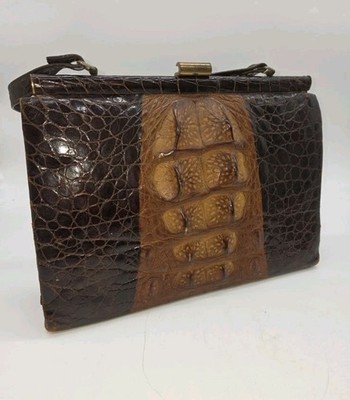 Vintage Geniune Krokodilleder Handtasche Made In Germany Strukturtasche 689