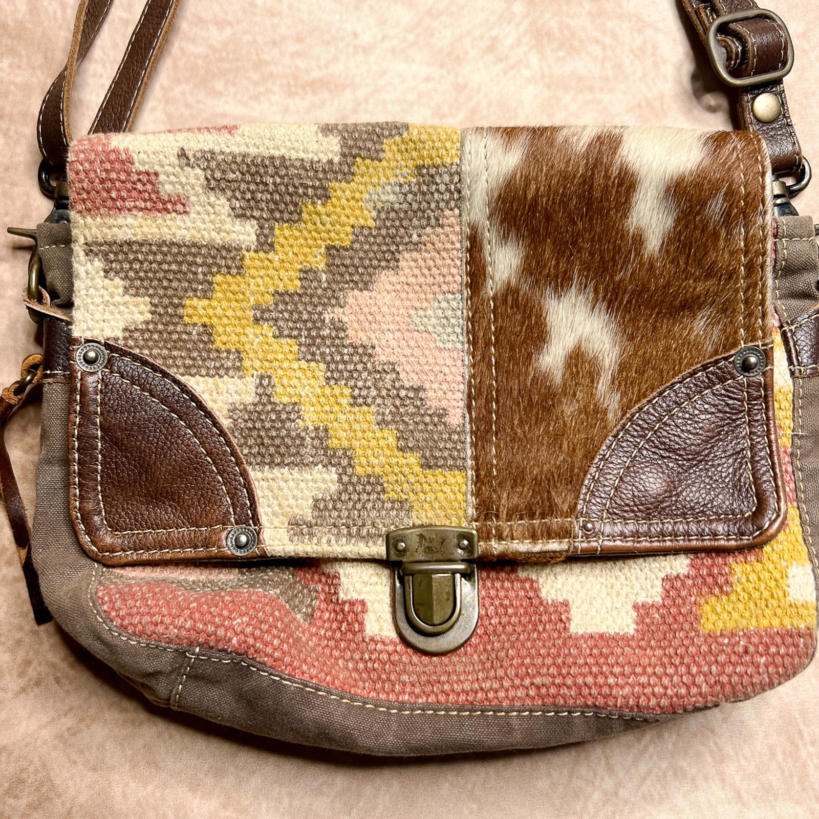 Myra Bag Patchwork Animal Print Southwestern Tape… - image 2