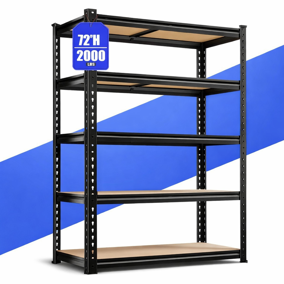 5-Tier Heavy Duty Metal Shelving Unit Garage Shelves Utility Rack Adjustable