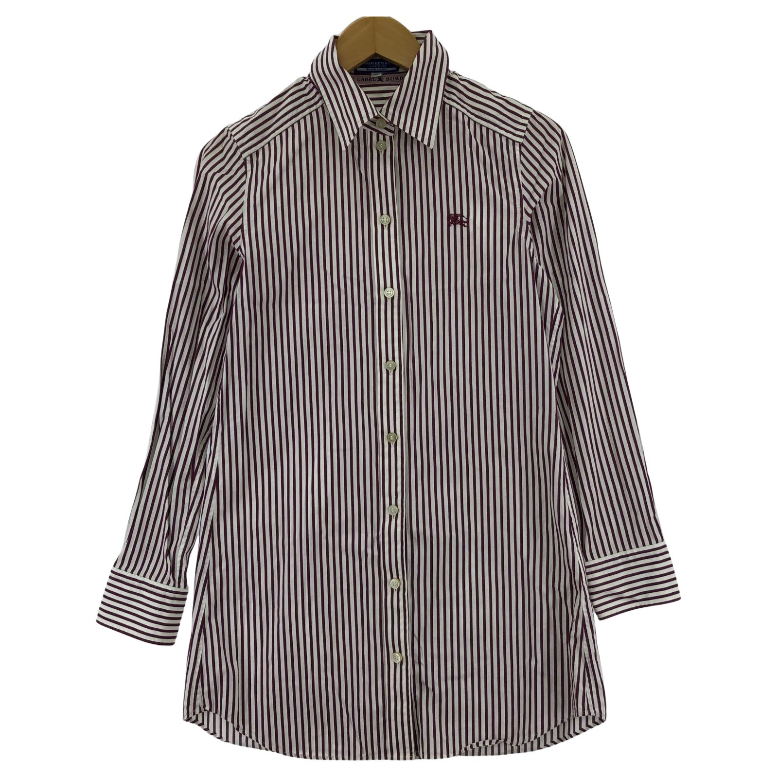 BURBERRY BLUE LABEL stripeLong sleeve shirt size38/White x bordeaux