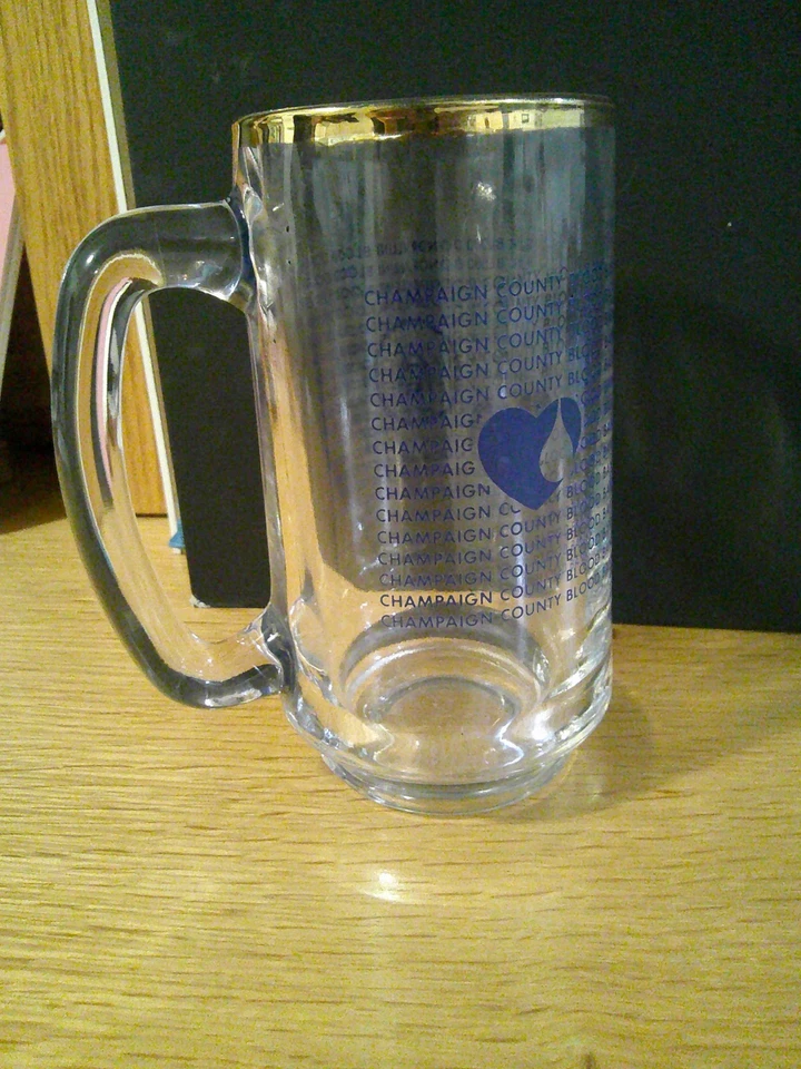 University of Illinois Fighting Illini Chief Illiniwek Glass Mug - Blood Donor - Image 2 of 2