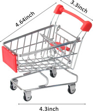 Mini Shopping Cart, Red, Durable, Perfect for Role Play, Storage, and Decor