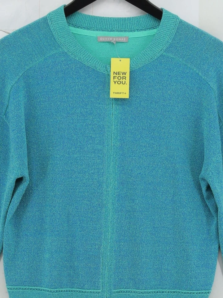 Oliver Bonas Women's Cardigan UK 10 Blue Viscose with Polyester, Nylon Cardigan - Image 3 of 4