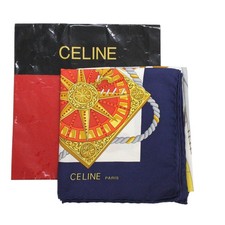 CELINE SILK100 Marine Pattern Square Scarf 5 Rise-on