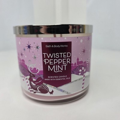 Bath & Body Works TWISTED PEPPERMINT 3 Wick Scented  Candle - 14.5 oz. - NEW