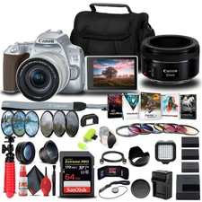 Canon EOS 250D / Rebel SL3 DSLR Camera with 18-55mm Lens Silver Bundle
