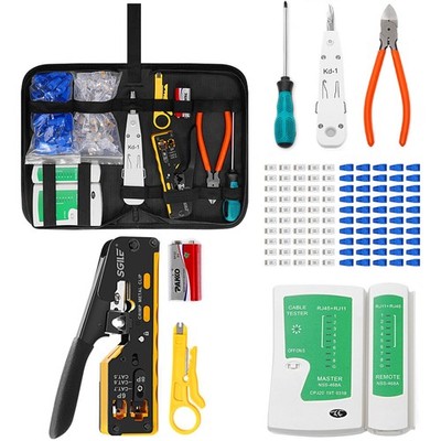 SGILE RJ45 Crimpzange-Set, Durchlaufzange Abisolierer Schneider, All-in-One