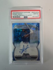 2023 Bowman Sapphire Ronny Simon Chrome Prospects Autographed PSA 10