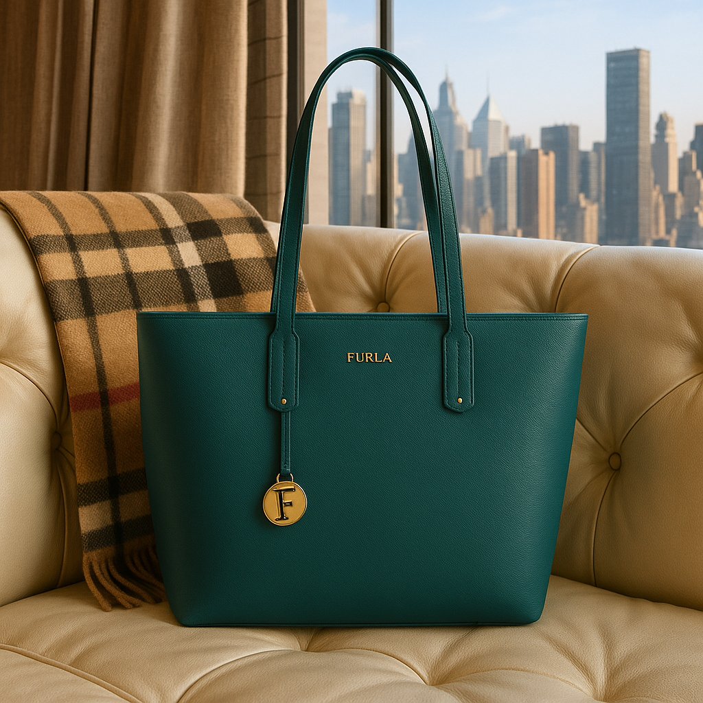 バッグ FURLA TOTE BAG NEW FURLA Daisy Malachite Green Saffiano Leather Large Tote Bag
