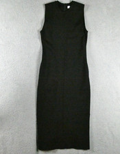 Everlane Luxe Cotton Side Slit Dress M Black Midi Short Sleeve *Minimalist Boho*