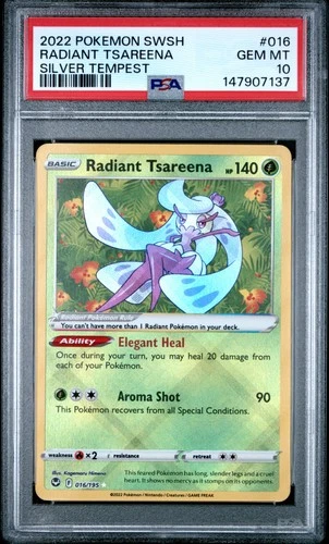 2022 POKEMON SWORD & SHIELD SILVER TEMPEST #016 RADIANT TSAREENA PSA 10