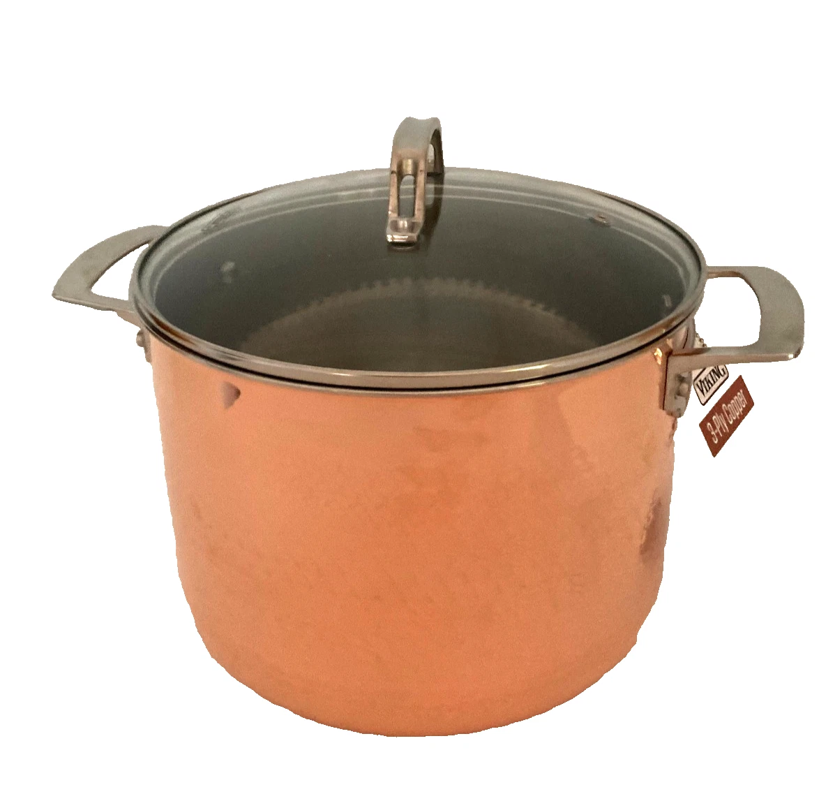 NWT VIKING 8Qt 3-Ply Copper Clad Stainless Steel Stockpot w/Glass Lid