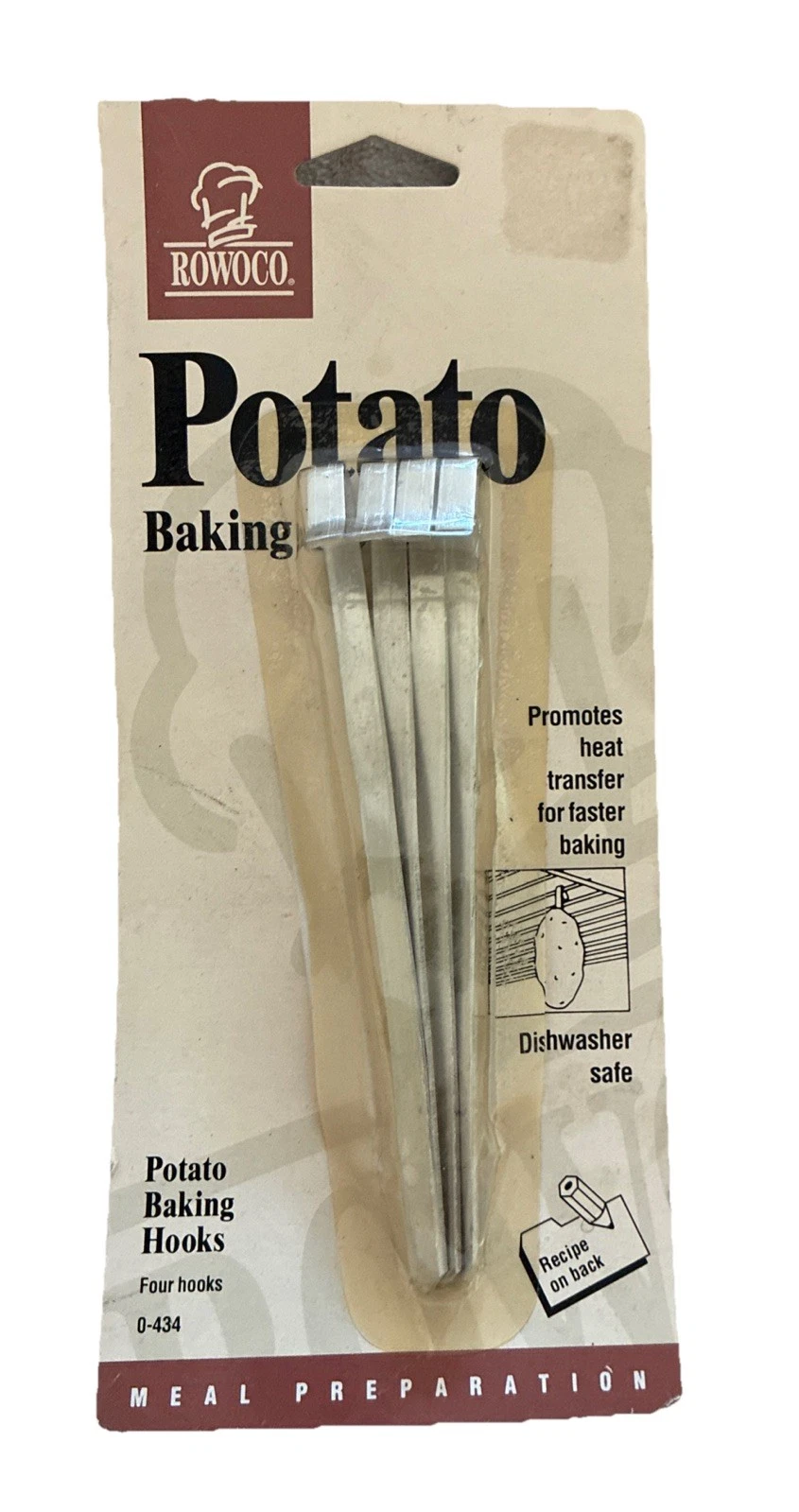 VIntage Rowoco Potato Baking Pins 4 Pc Stainless Steel 5” 1993 NEW